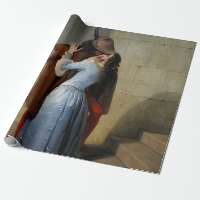Papel De Regalo Pareja de Besos (por Francesco Hayez) (Desenrollado)