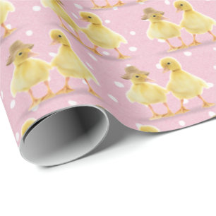 Papel De Regalo Pareja de Duckling difusa con puntos de Polka