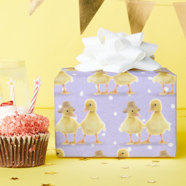 Papel De Regalo Pareja de Duckling difusa con puntos de Polka (Fiesta de cumpleaños )