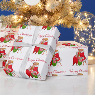 Papel De Regalo Pareja de época de 1950 con saco de regalo para Na