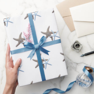 Papel De Regalo Pareja de estrellas de mar Boda Blanca