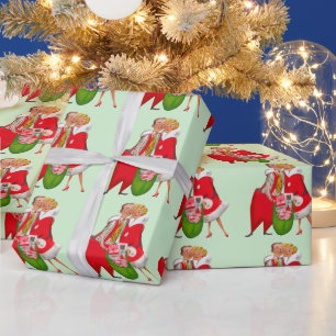 Papel De Regalo Pareja Vintage de Navidades de 1950