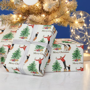 Papel De Regalo Pareja Vintage Feliz Navidad 1950