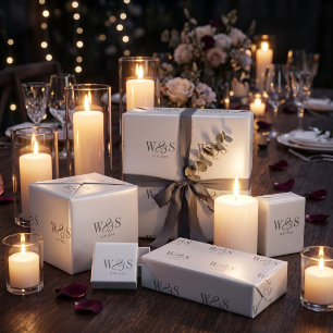 Papel De Regalo Parejas de boda iniciales de marfil elegante