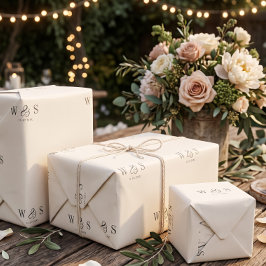 Papel De Regalo Parejas de recién casados iniciales crema natural
