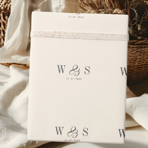 Papel De Regalo Parejas de recién casados iniciales crema natural 