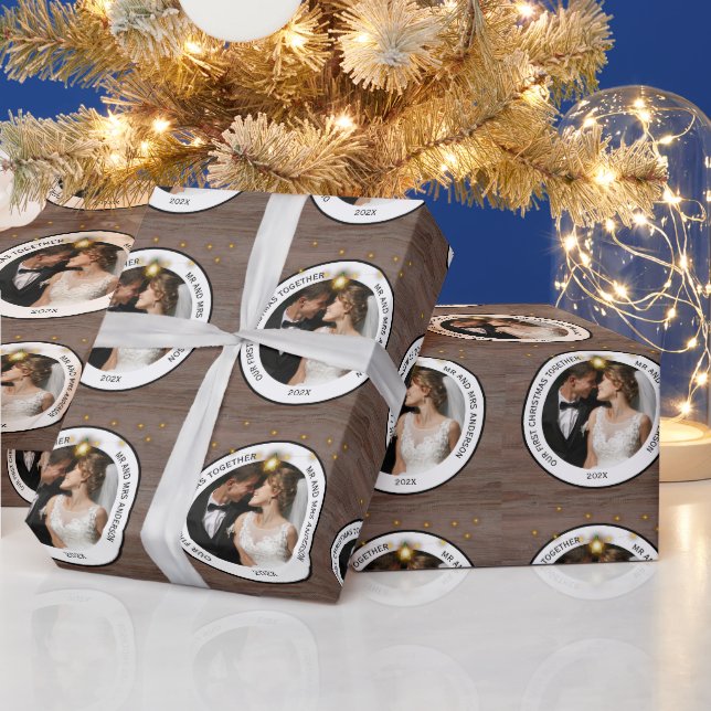 Papel De Regalo Parejas rusticas modernas primero Navidad juntas (Vacaciones)