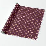 Papel De Regalo París de la época Borgoña Rojo y Fleur de Oro de L<br><div class="desc">Papel de envoltura de rayas de lis de grano de borgoña vintage de París.</div>