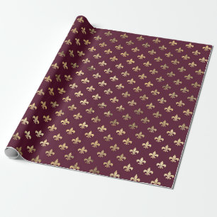 Papel De Regalo París de la época Borgoña Rojo y Fleur de Oro de L