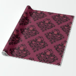 Papel De Regalo París de la época Borgoña y Damasco Morado<br><div class="desc">Vino rojo borgoña de París vintage y papel de envoltura de damasco morado.</div>