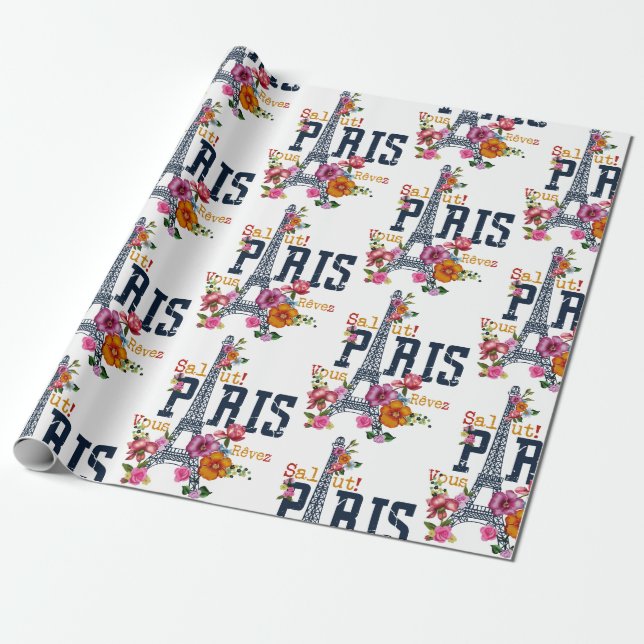 Papel De Regalo París floral (Desenrollado)