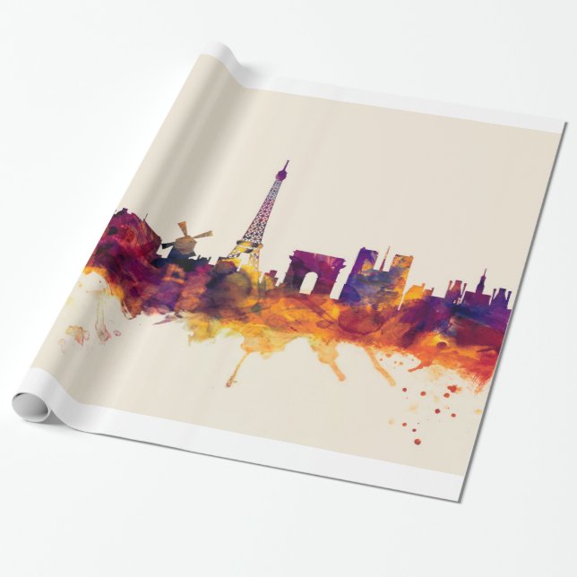 Papel De Regalo Paris France Skyline (Desenrollado)