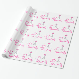 Papel De Regalo París,-Francia-con-rosada-reverencia