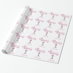 Papel De Regalo "PARÍS te amo" en rosa