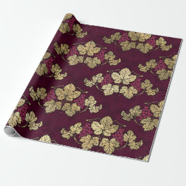 Papel De Regalo París vintage Borgoña rojo y dorado tema de vino