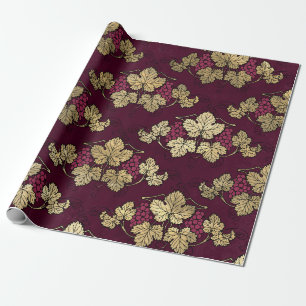 Papel De Regalo París vintage Borgoña rojo y dorado tema de vino