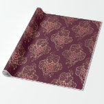 Papel De Regalo París vintage Burdeos rojo y dorado tema de vino<br><div class="desc">Papel de regalo con tema de vino tinto burgundy vintage de París.</div>