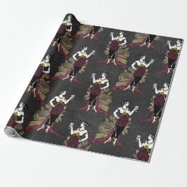 Papel De Regalo París vintage burdeos y arte decorativo falso dora