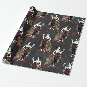 Papel De Regalo París vintage burdeos y arte decorativo falso dora