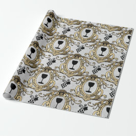 Papel De Regalo París vintage falso tema vino dorado