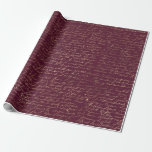 Papel De Regalo París virgen Borgoña y caligrafía de oro<br><div class="desc">Papel de envoltura de tipografía francesa vintage en París,  de color rojo burdeos y oro.</div>