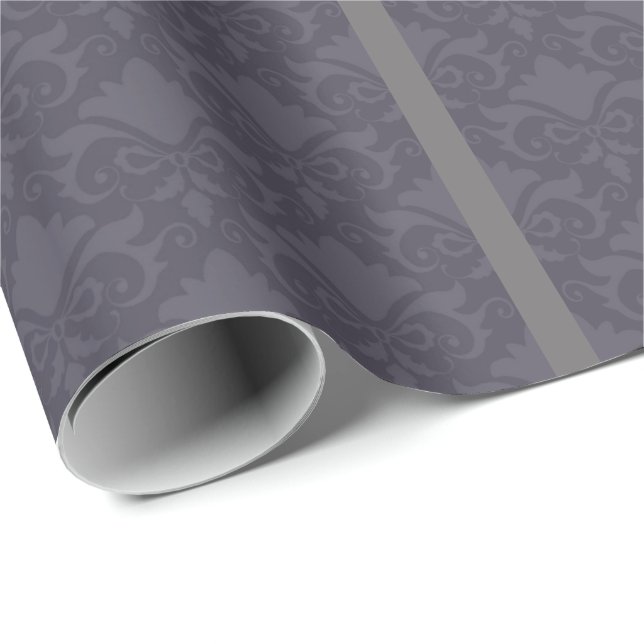 Papel De Regalo Paros de Damasco Gris (Esquina del rollo)