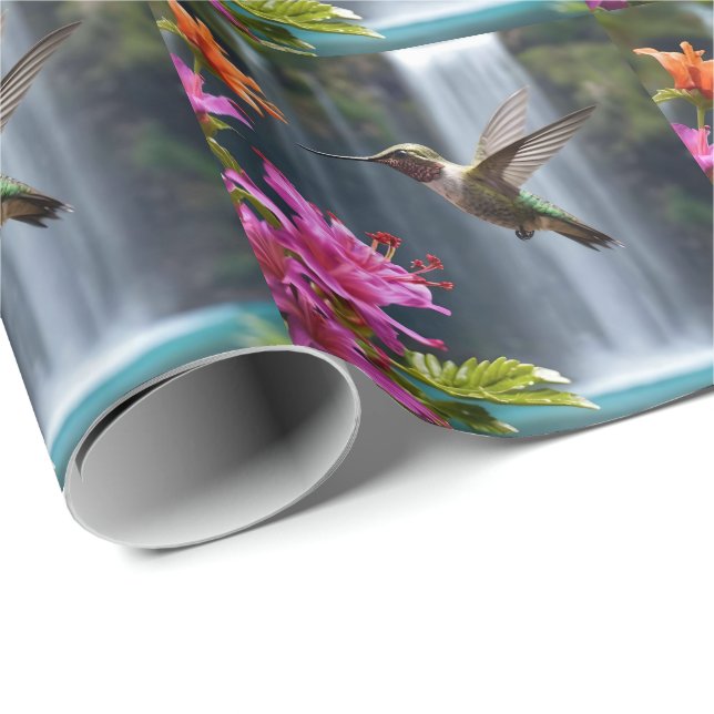 Papel De Regalo Parque de la cascada de Hummingbird (Esquina del rollo)