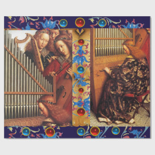 PAPEL DE REGALO PARQUE DE NAVIDADES FLORALES DE ÁNGELES DE MÚSICA