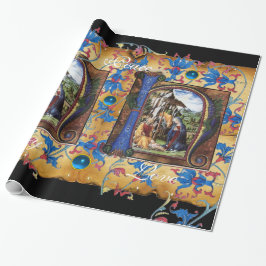 PAPEL DE REGALO PARQUE DE NAVIDADES FLORALES DE NATIVITY MONOGRAM