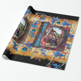 PAPEL DE REGALO PARQUE DE NAVIDADES FLORALES DE NATIVITY MONOGRAM