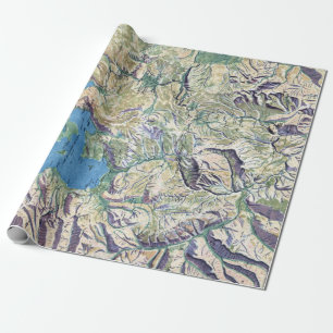 Papel De Regalo Parque Nacional Topográfico de Yellowstone Vintage