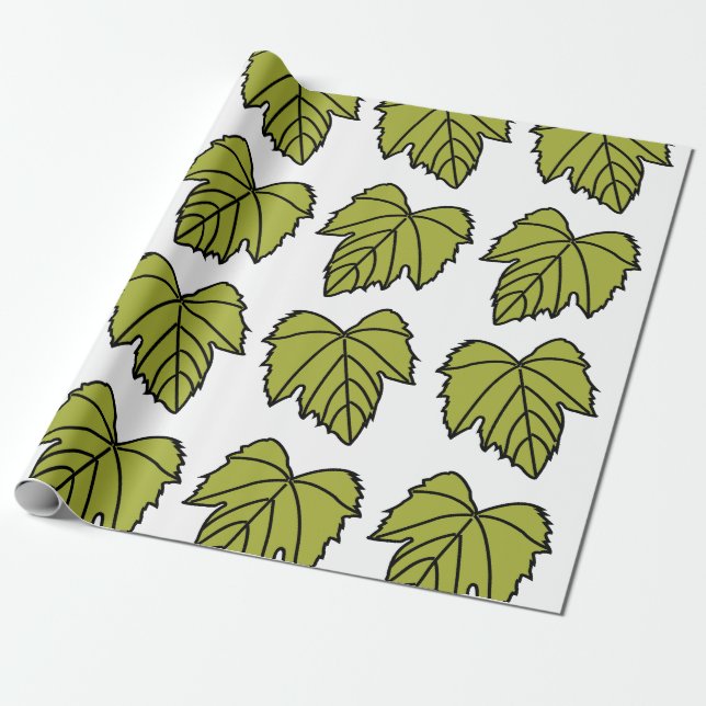 Papel De Regalo Parras Hojas Verdes Vides (Desenrollado)