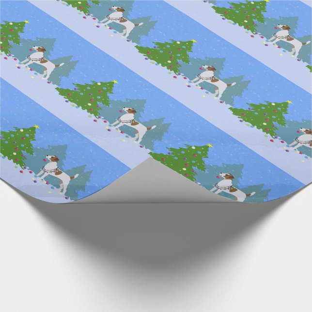 Papel De Regalo Parson Russell Terrier Decorando Árbol de Navidad (Esquina)