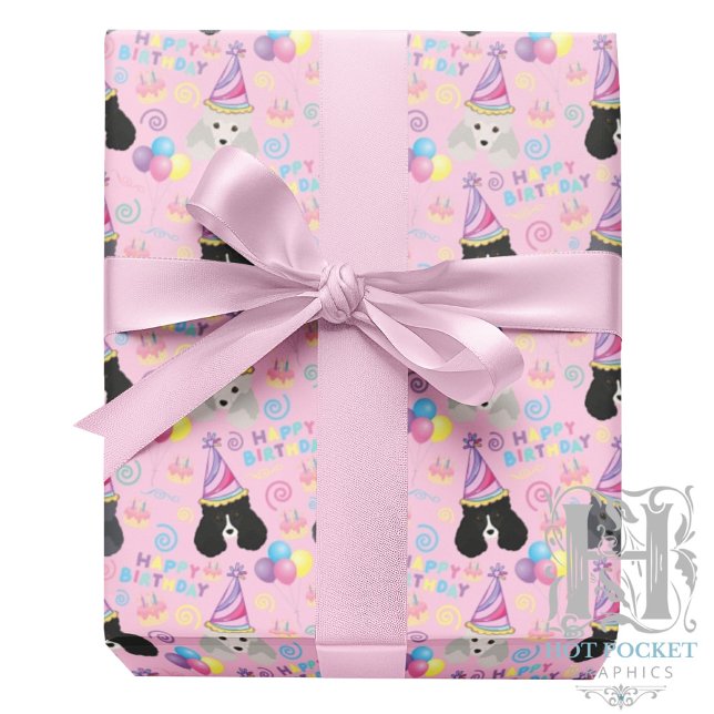 Papel De Regalo Parti Poodle Birthday Gift Wrapping Paper Pink (Subido por el creador)