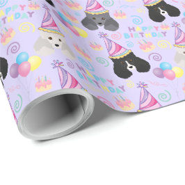 Papel De Regalo Parti Poodle Birthday Gift Wrapping Paper Purple