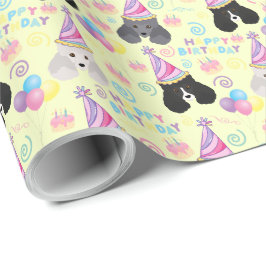 Papel De Regalo Parti Poodle Birthday Gift Wrapping Paper Yellow