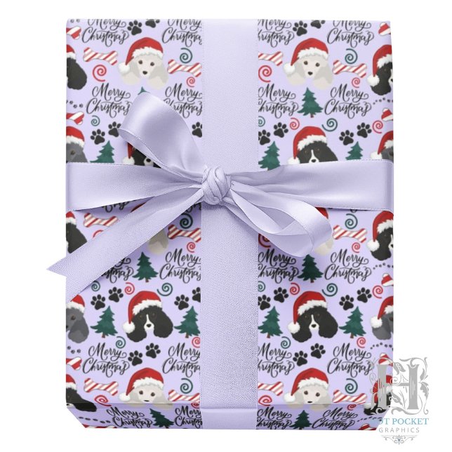 Papel De Regalo Parti Poodle Christmas Gift Wrapping Paper Purple (Subido por el creador)