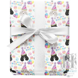 Papel De Regalo Parti Poodle Wrapping Paper in White