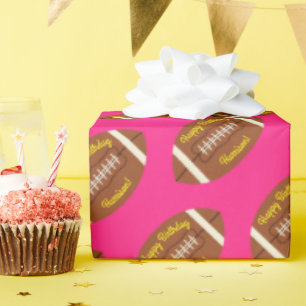 Papel De Regalo Partido de cumpleaños de fútbol rosado
