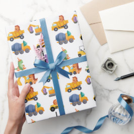 Papel De Regalo Partido de Cumpleaños de la Construcción de Dinosa