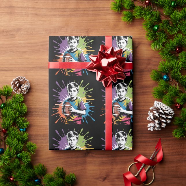 Papel De Regalo Partido de cumpleaños del chico del fútbol del Spl (Regalo de vacaciones)