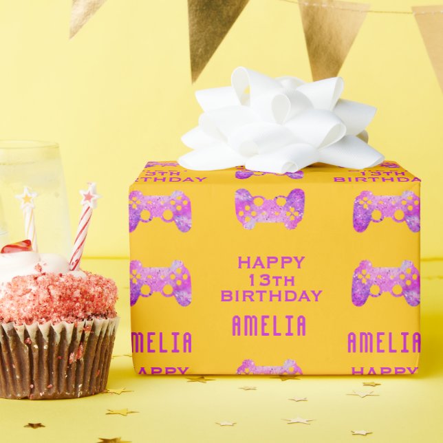 Papel De Regalo Partido de cumpleaños del controlador de videojueg (Fiesta de cumpleaños )