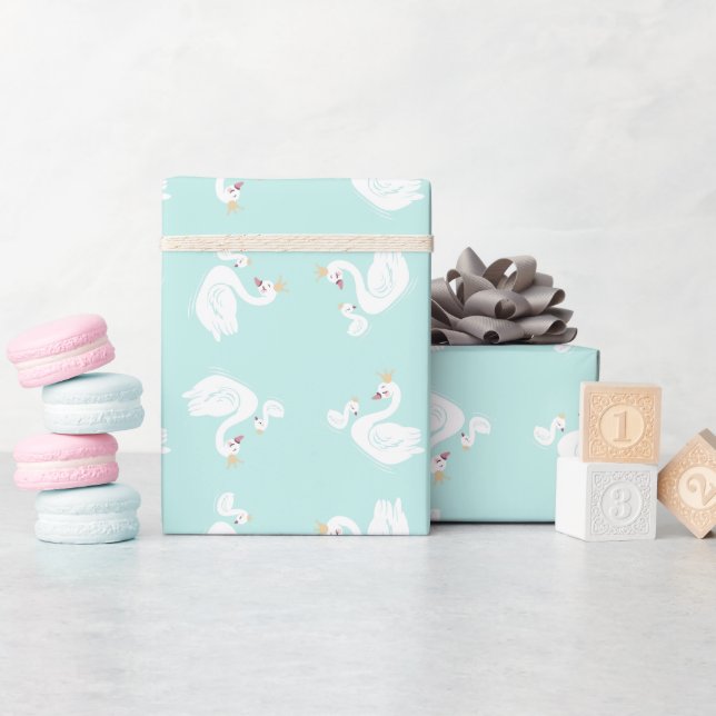 Papel De Regalo Partido de Cumpleaños del Swan Verde azulado (Baby Shower)