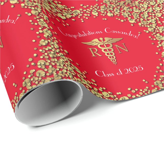 Papel De Regalo Partido de Graduación de Escuela de Enfermería de  (Esquina del rollo)
