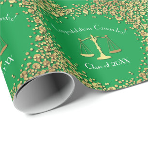 Papel De Regalo Partido de Graduación de Oro Verde de la Facultad 