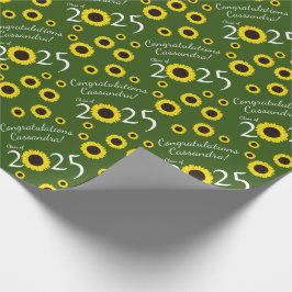 Papel De Regalo Partido de Graduación del País Sunflowers Green