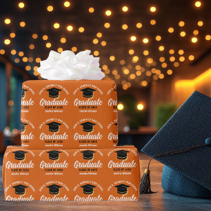Papel De Regalo Partido de Graduación naranja Personalizado 2025