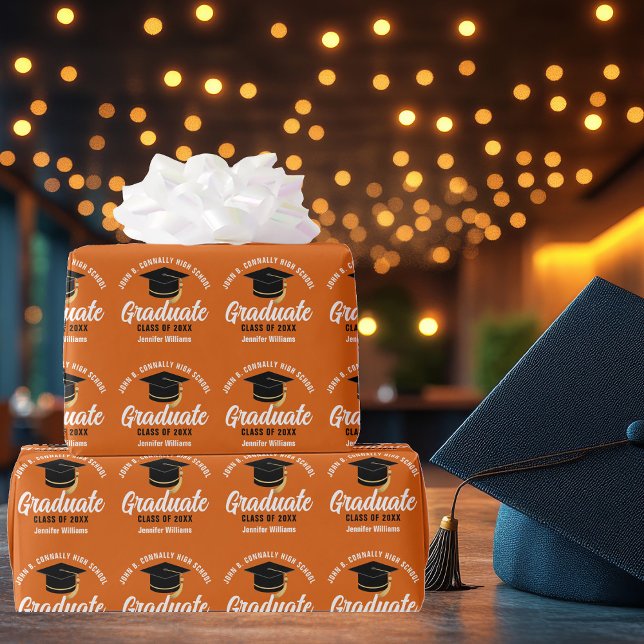 Papel De Regalo Partido de Graduación naranja Personalizado 2025 (Subido por el creador)