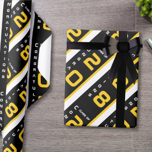 Papel De Regalo Partido de Graduación Negra de Oro Moderno