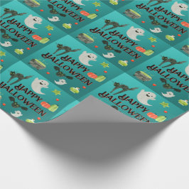 Papel De Regalo Partido de Halloween Verde azulado y Verde